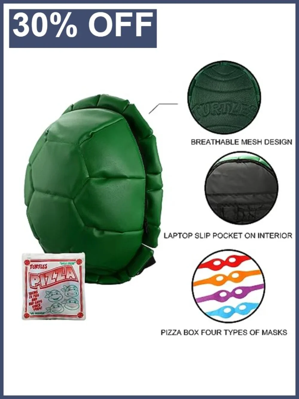 Teenage Mutant Ninja Turtles Shell Backpack with Character Masks
